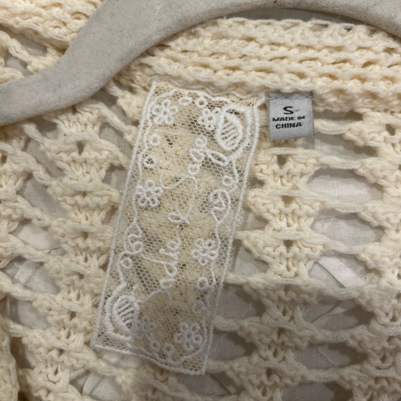Sadie & Sage Anthropologie Ivory Open Knit Cardigan Size S - Picture 4 of 4